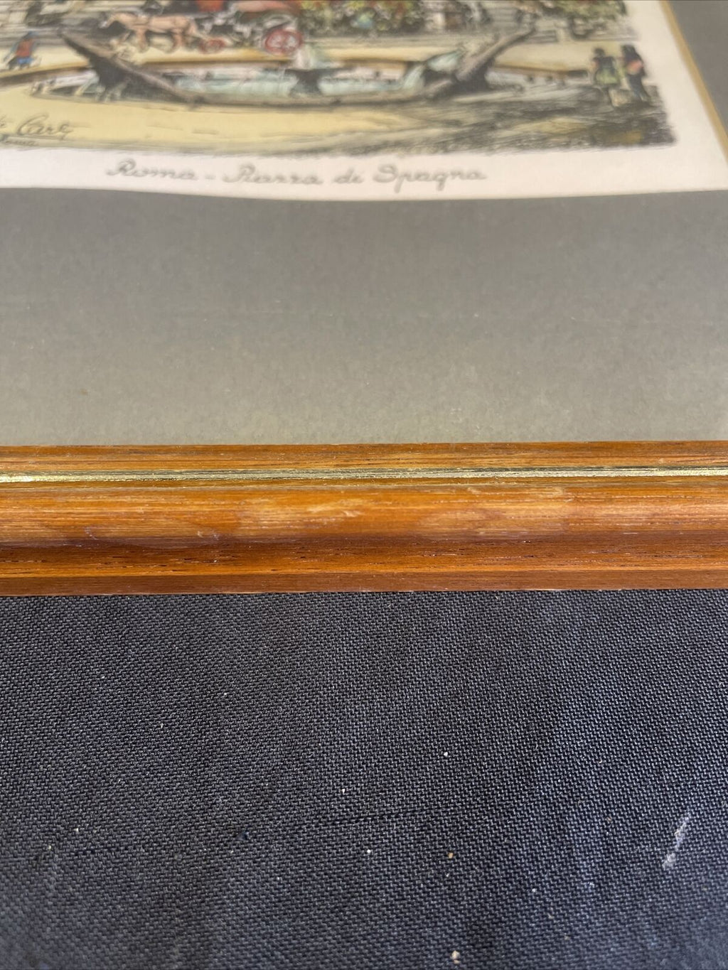 Vintage framed print of Roma Piazza Di Spagna Framed and matted - (8148)