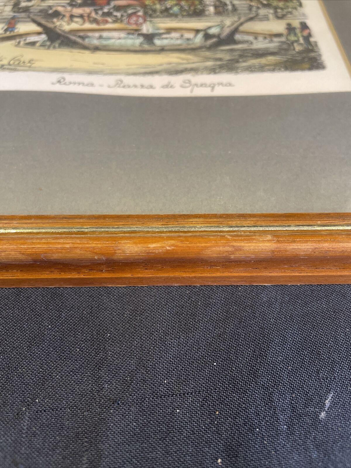 Vintage framed print of Roma Piazza Di Spagna Framed and matted - (8148)