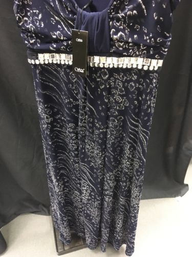 Vintage Dress Size 14 Tall - Anne Smith Navy glitter beaded dress heavy -(2660