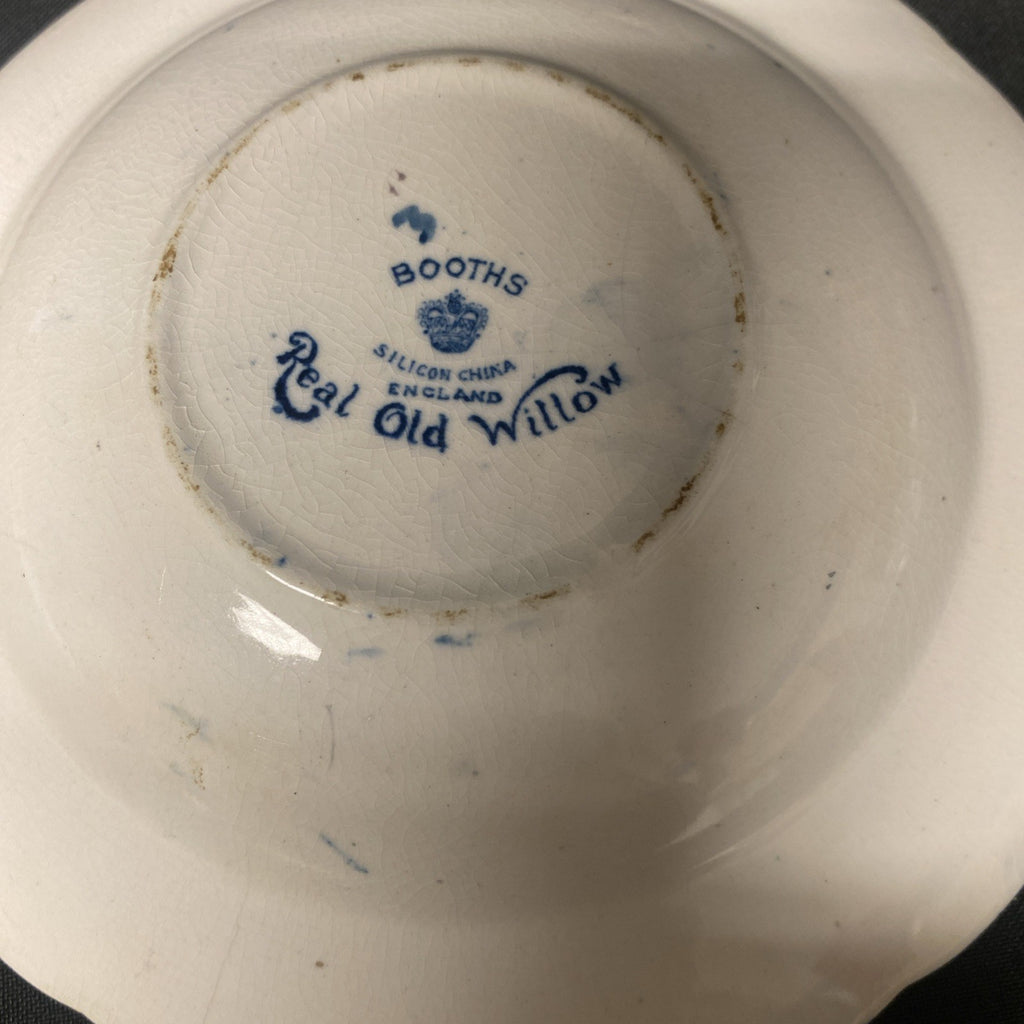 Booths Real Old Willow A8025 Wavy Edge Gilded 14cm Bowl Saucer 1940s - (1714)