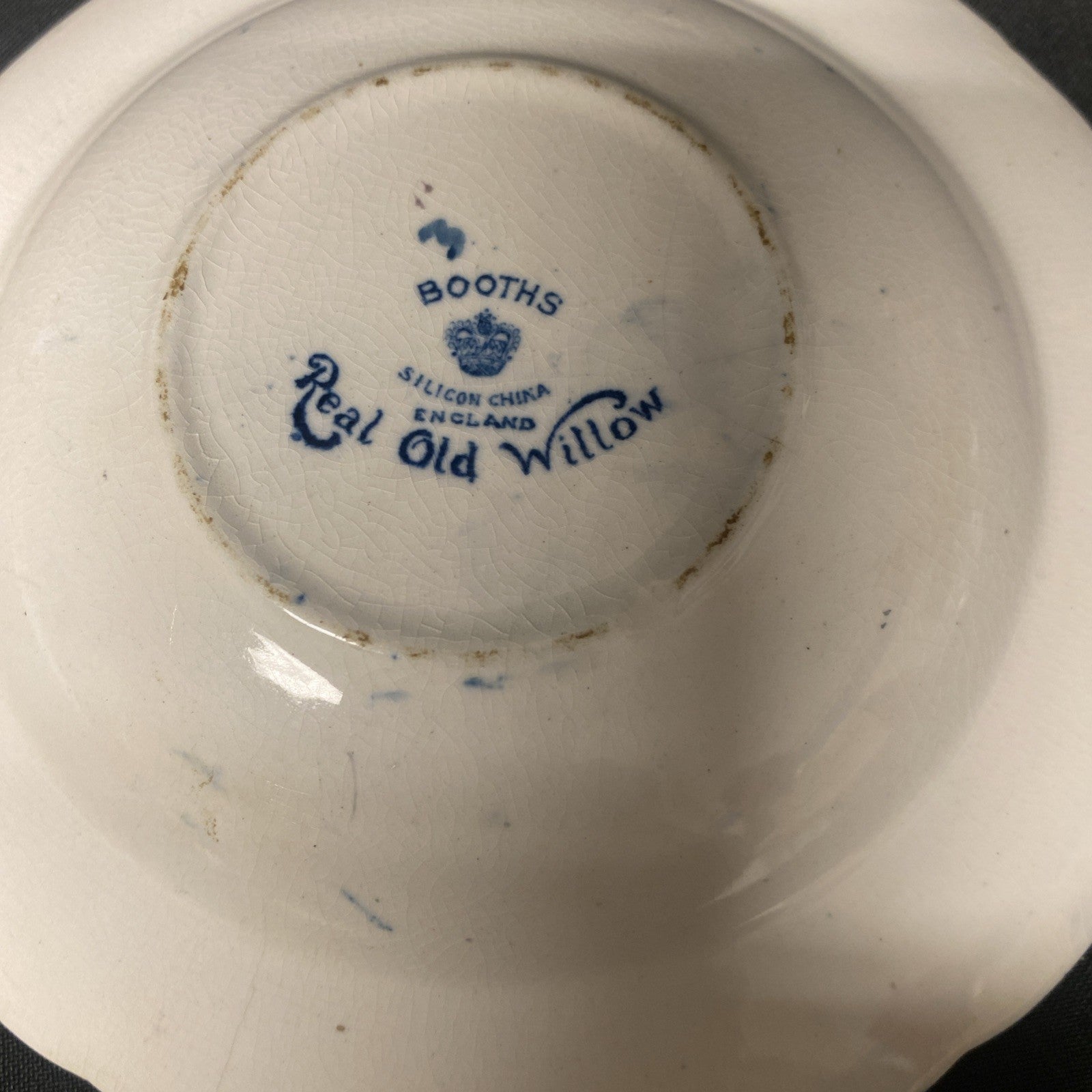 Booths Real Old Willow A8025 Wavy Edge Gilded 14cm Bowl Saucer 1940s - (1714)