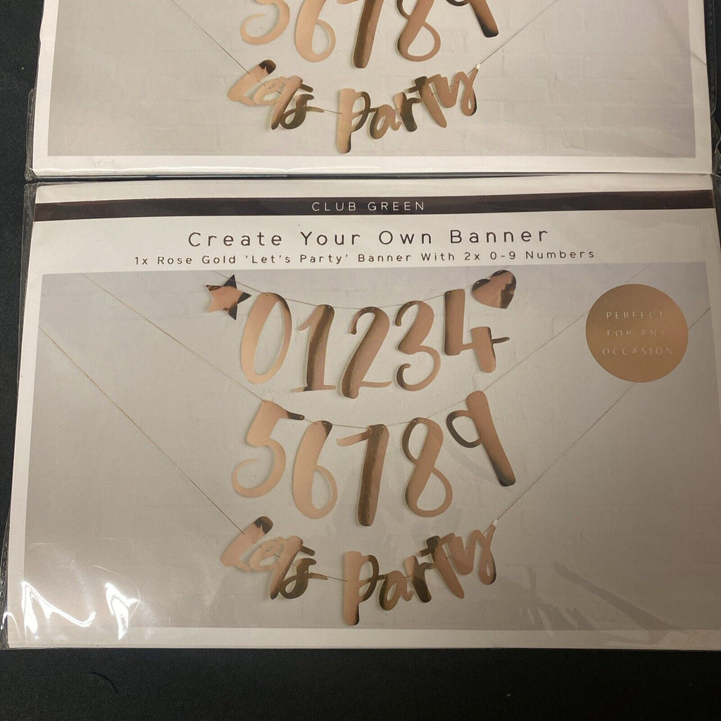 Club Green - Create Your Own Banner - x 2 packs ROSE GOLD Party Birthday (5333)