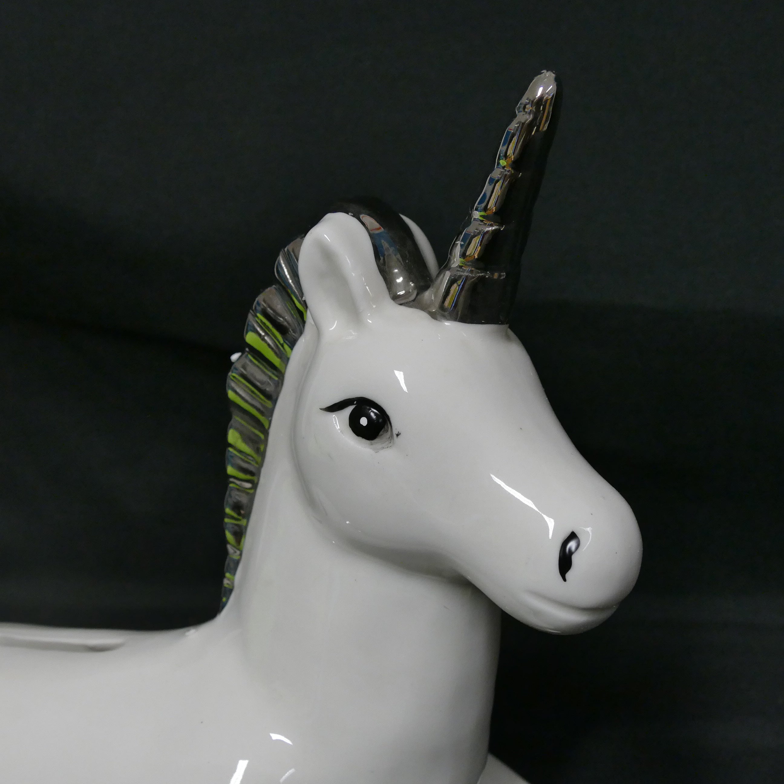 Christening Unicorn Ceramic Money Box Silver Plated Gift CLEARANCE