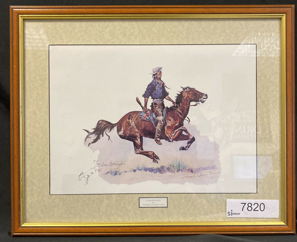 Frederic Remington A Crow Scout Watercolour print signed by Eugene Field  (7820