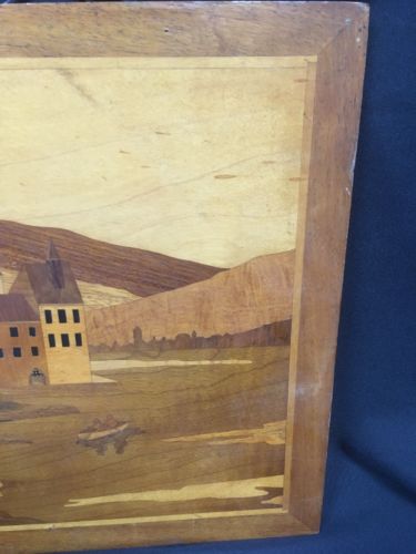 Vintage wooden marquetry picture 1970's Italian theme original work - (6680