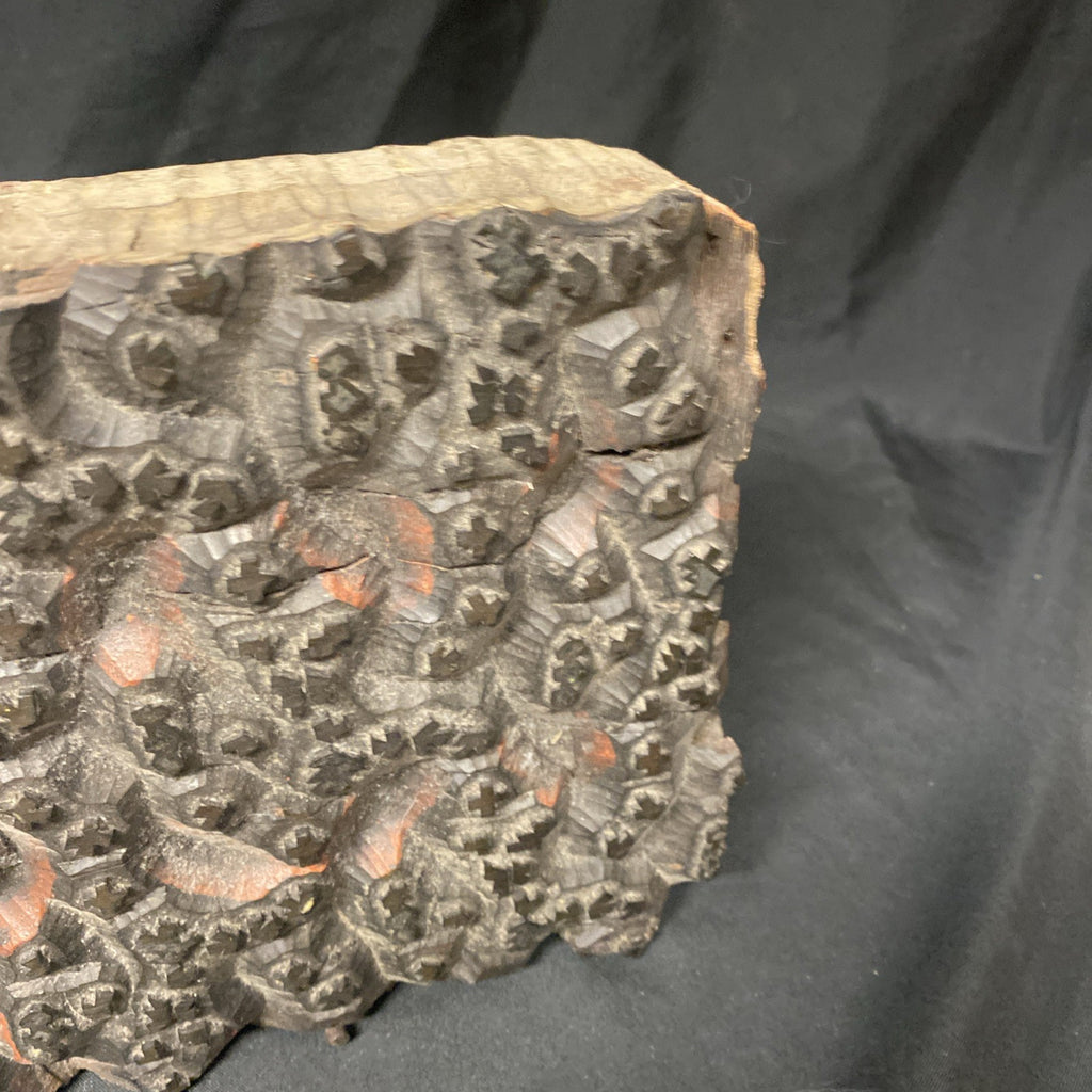 Antique Textile / Wallpaper Printing Block Large Carved Wood - (1026)