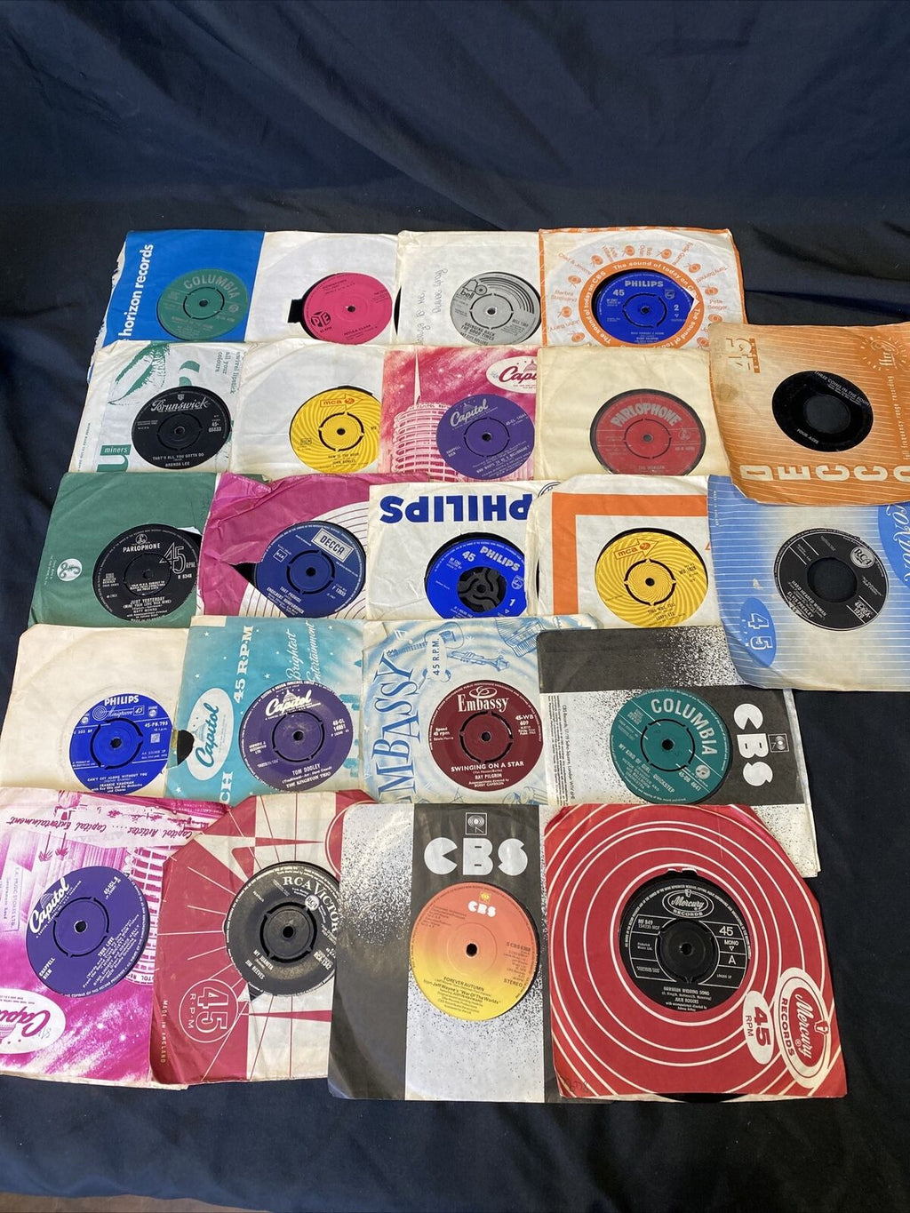 Vintage 1960's to 80's 7" Singles x 21 Acker Bilk Petula Clark Elvis + More (8365