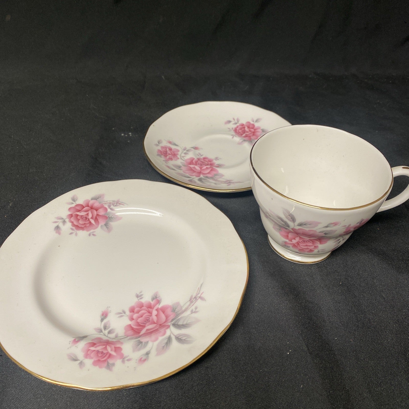 Duchess Fine China Pink Rose Trio - Side Plate Cup Saucer - (1588)