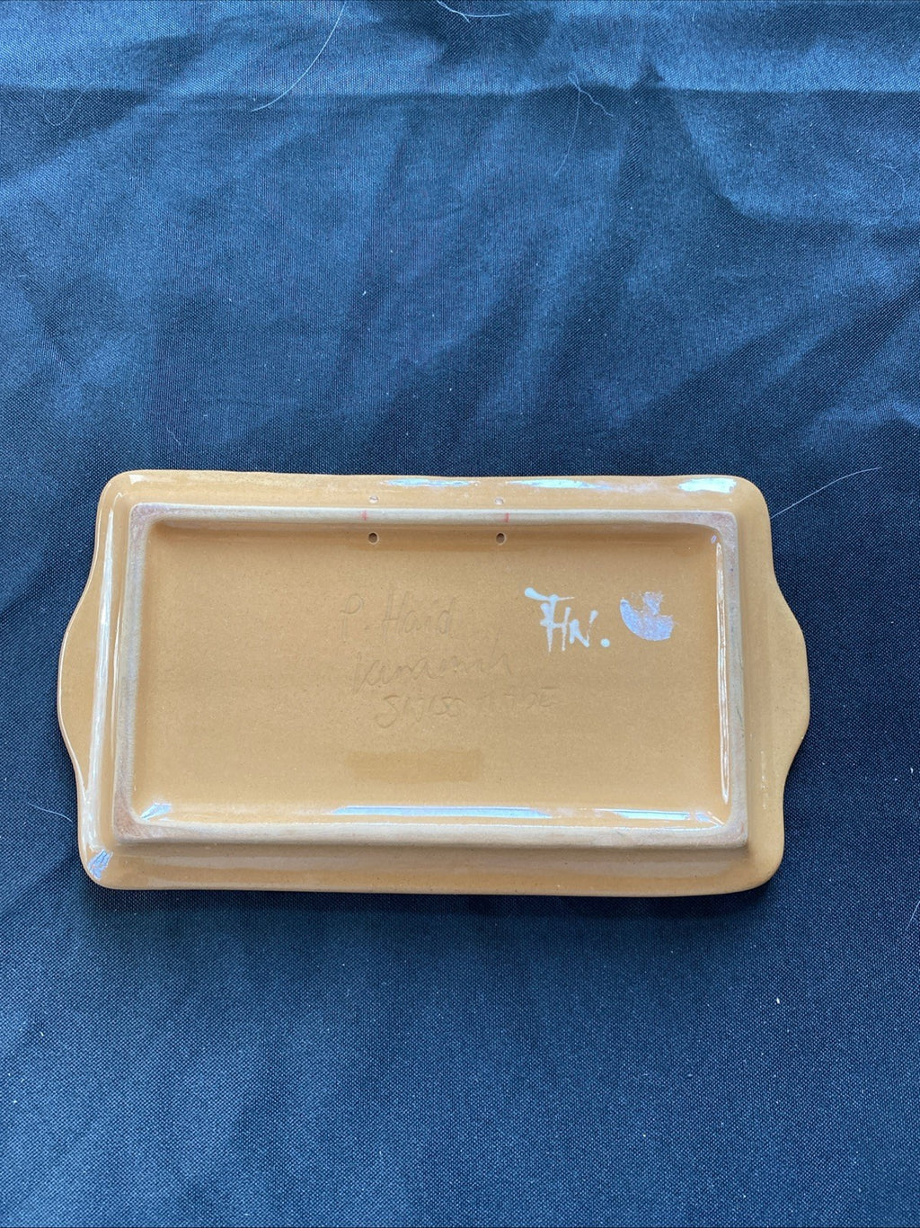 Vintage Peter Haid Pottery tray Swiss Folk Art Cow - (1033)