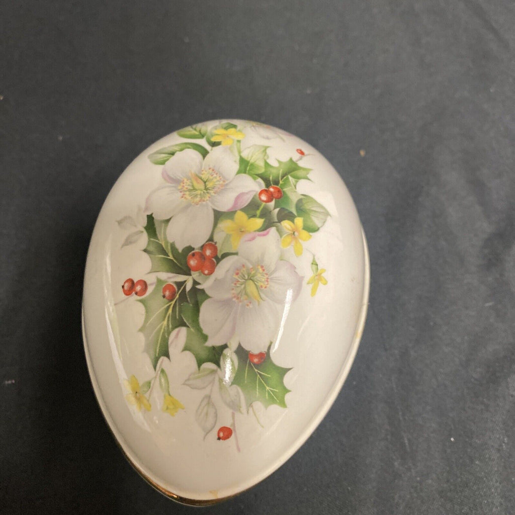Trinket Box EGG -  Sadler Staffordshire England Pottery Floral Design - (9220)