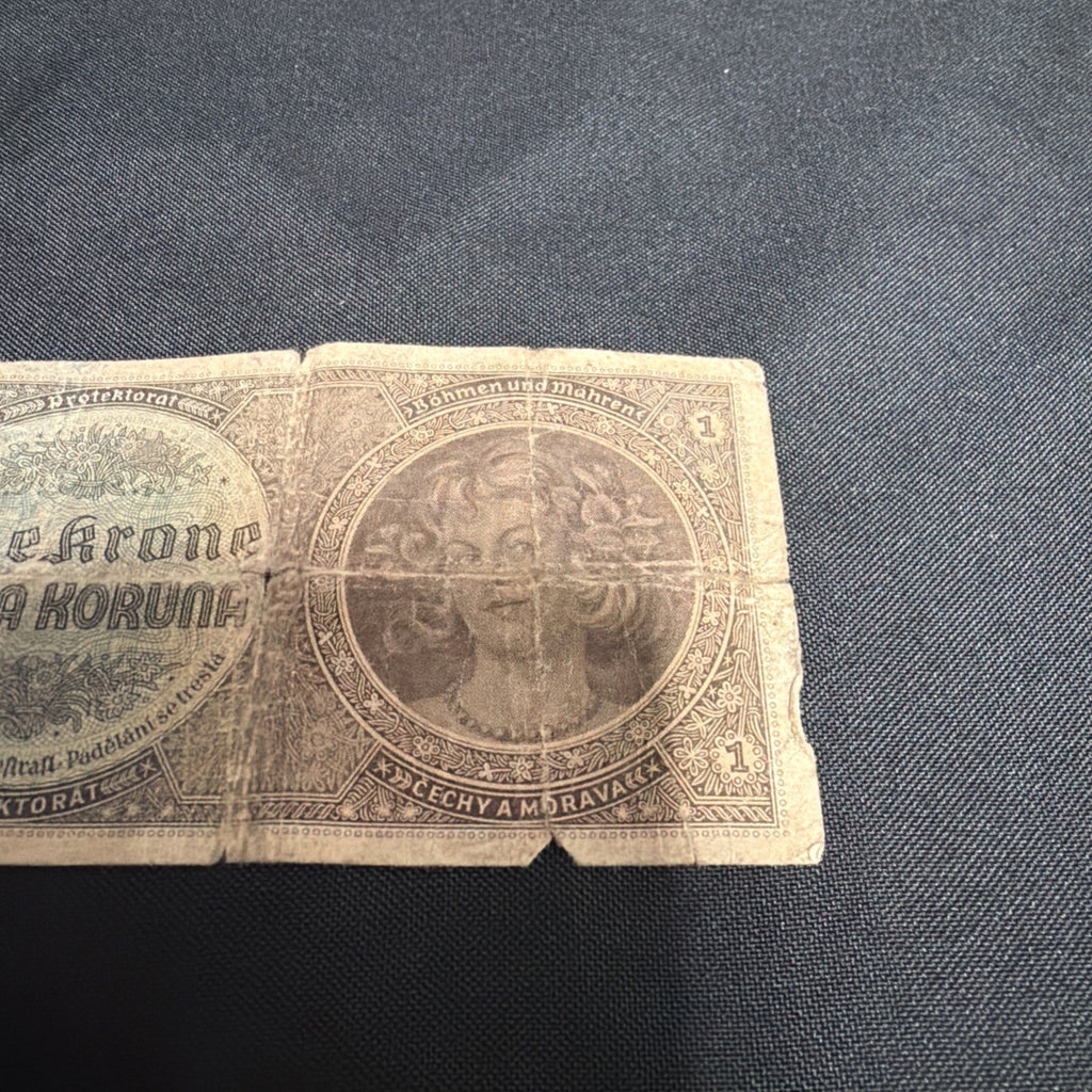 Bank Note Antique Bohemia & Moravia 1 Koruna 1940 Circulated - (2317)