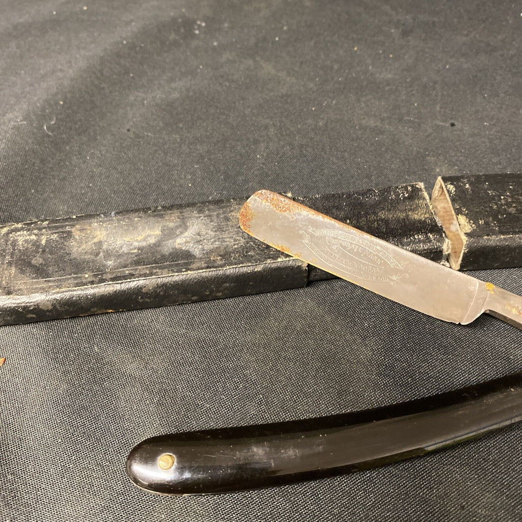 G Wostenholm & Son "Original Pipe Razor" Straight Razor, Etched Boxed - (5371)
