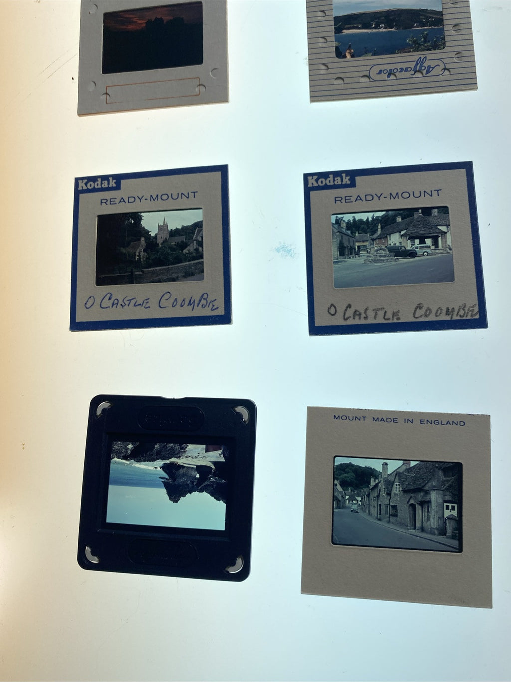 1960's Diatex 35mm Slide storage box 100 spaces + 63 scenic slides - 5493