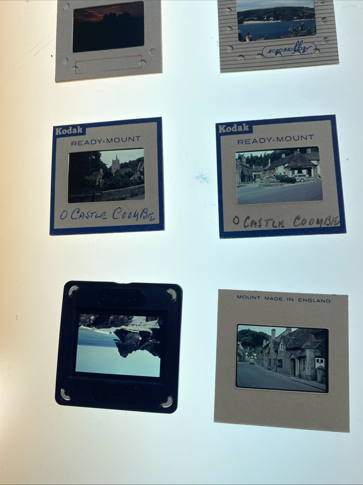 1960's Diatex 35mm Slide storage box 100 spaces + 63 scenic slides - 5493