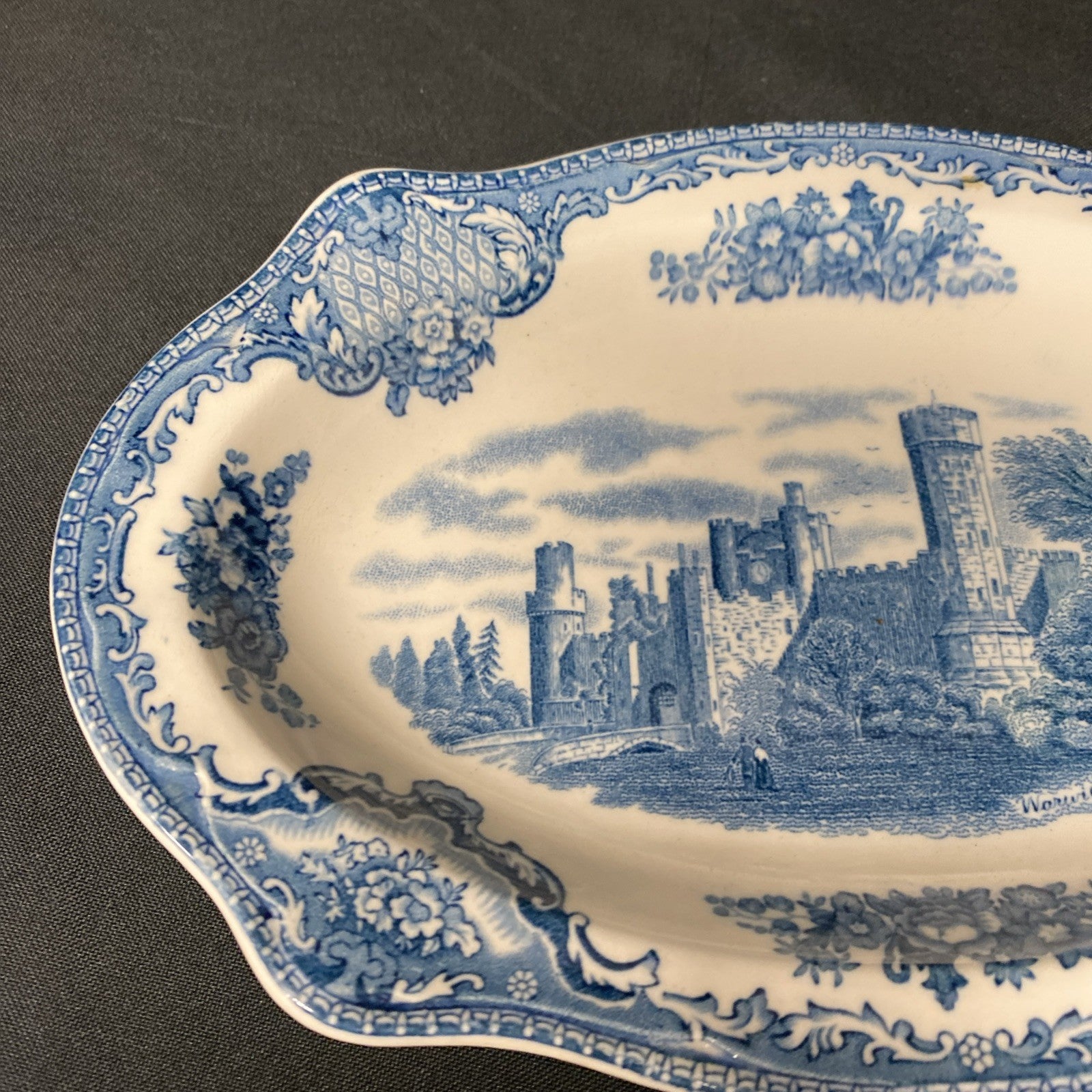 Johnson Bros Old British Castles Warwick Blue Rectangular Plate 21cm  - (1727)