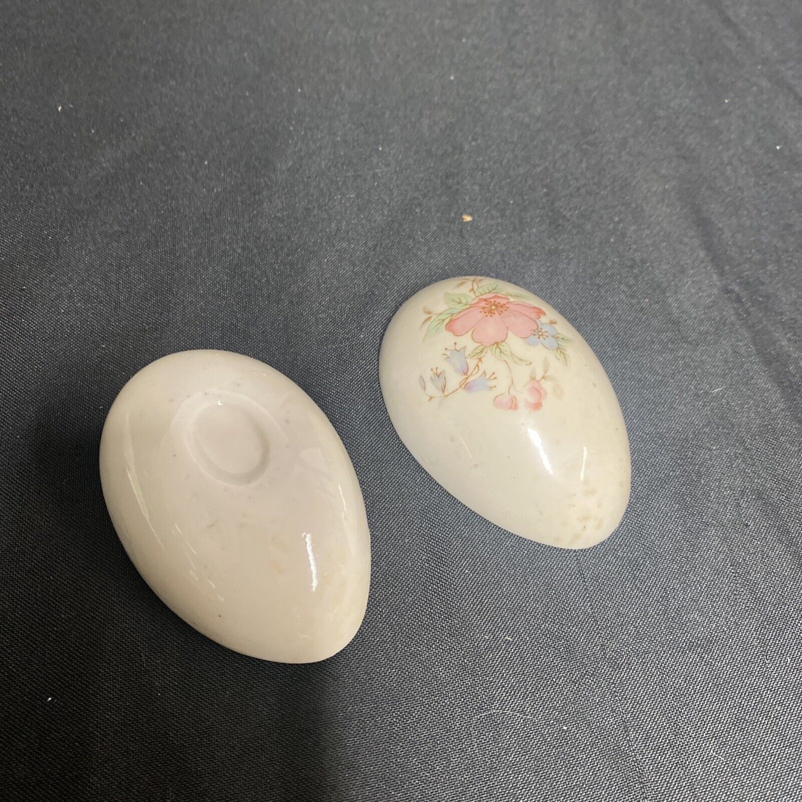 Trinket Box EGG -  England Pottery Floral Design - (9322)