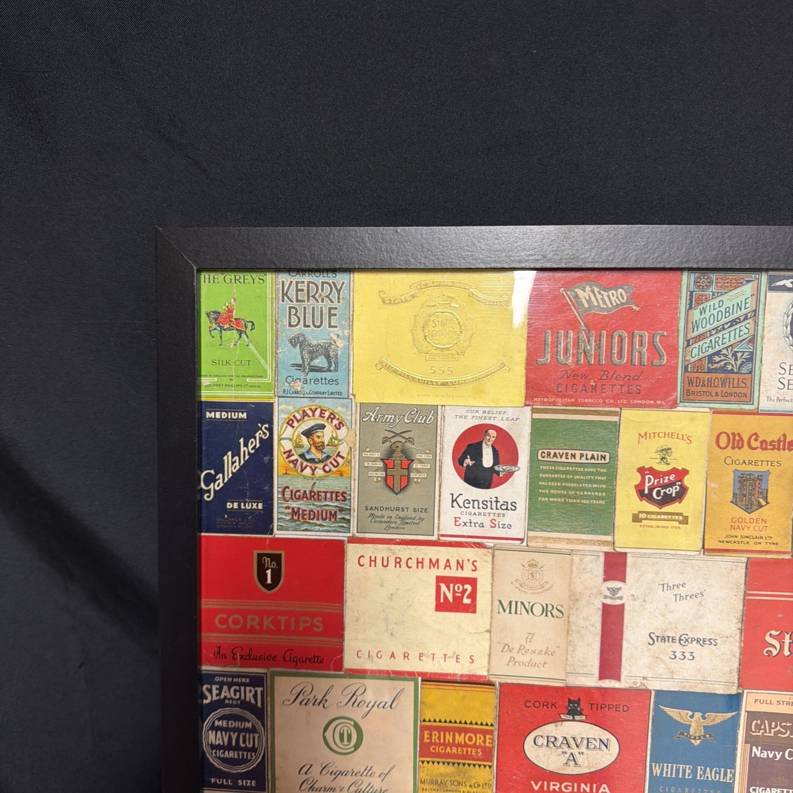 Vintage Original Cigarette Packet Fronts x44 in Framed Bar Wall Art  - (1973)