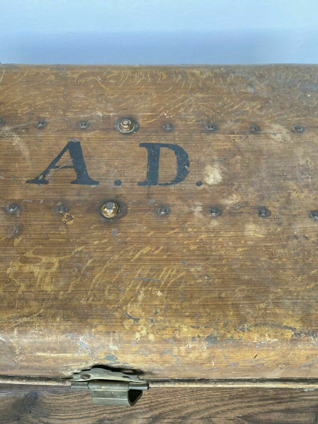 Vintage Large Metal Trunk Evans & Matthews Bull St. Birmingham - (6881)