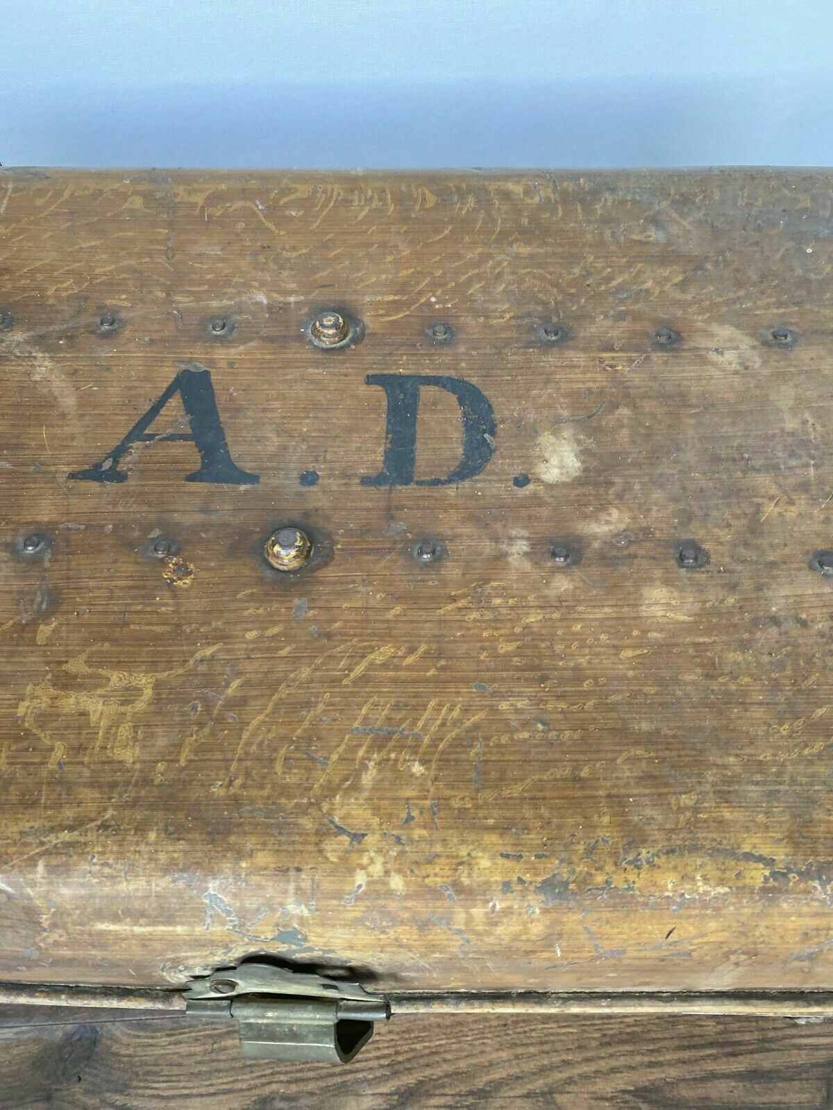 Vintage Large Metal Trunk Evans & Matthews Bull St. Birmingham - (6881)