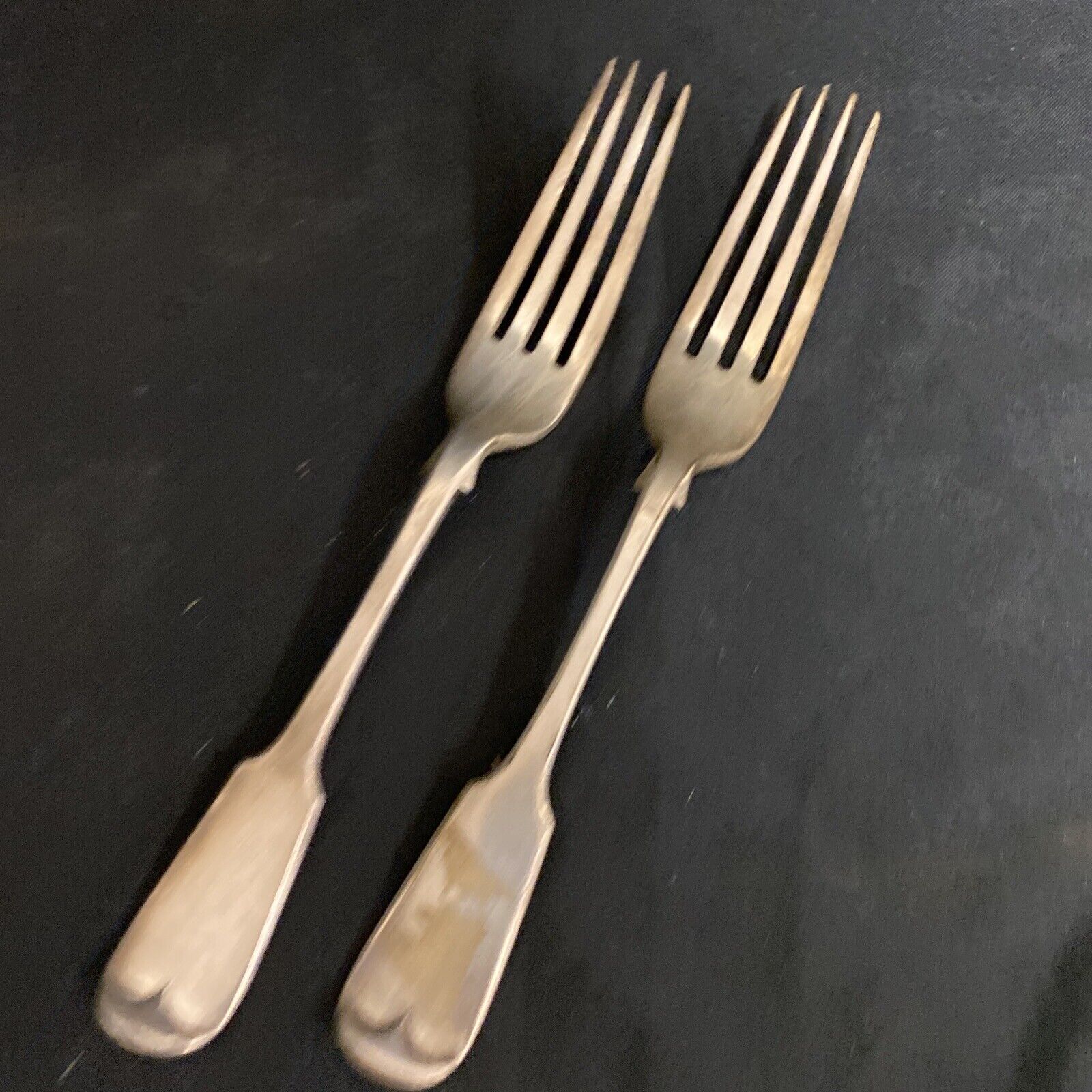 Antique Pair Silver Plate Forks Thomas Latham Ernest Morton c1896 Birm. - (9160)