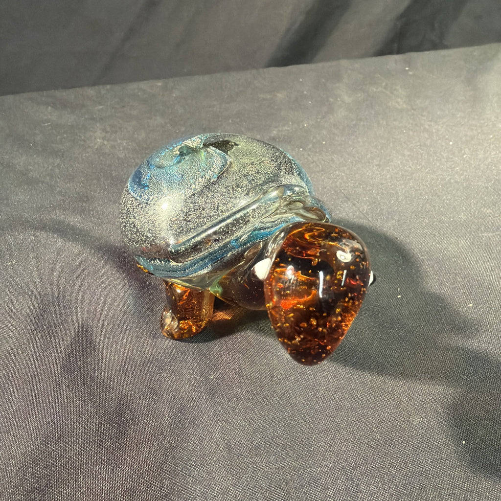 Murano Glass Turtle Amber Glass Ornament 15cm Vintage 1970's - (2084)