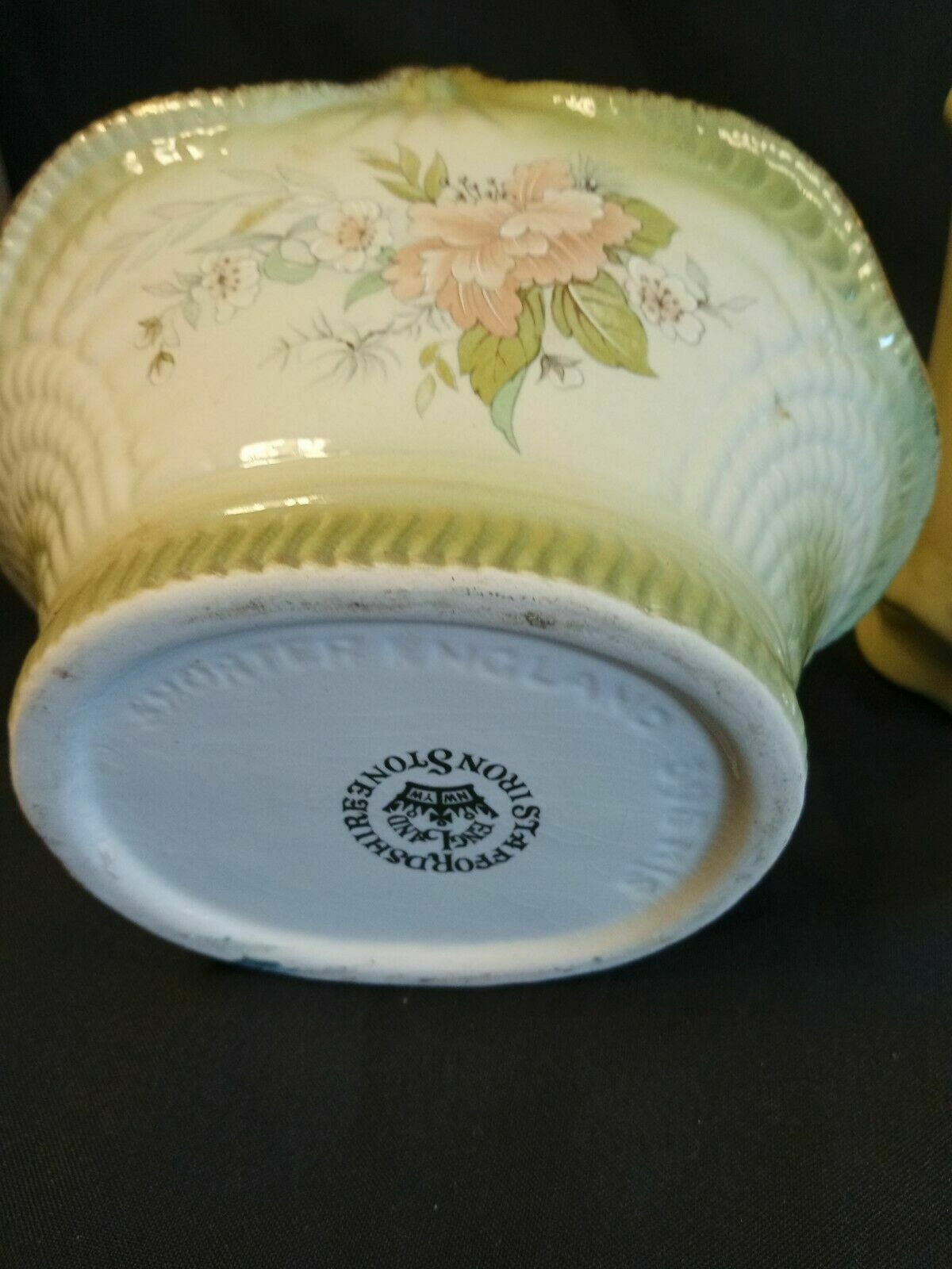 Vintage Shorter & Son Hand Painted Staffordshire Ironstone Basket and Jug (7886)