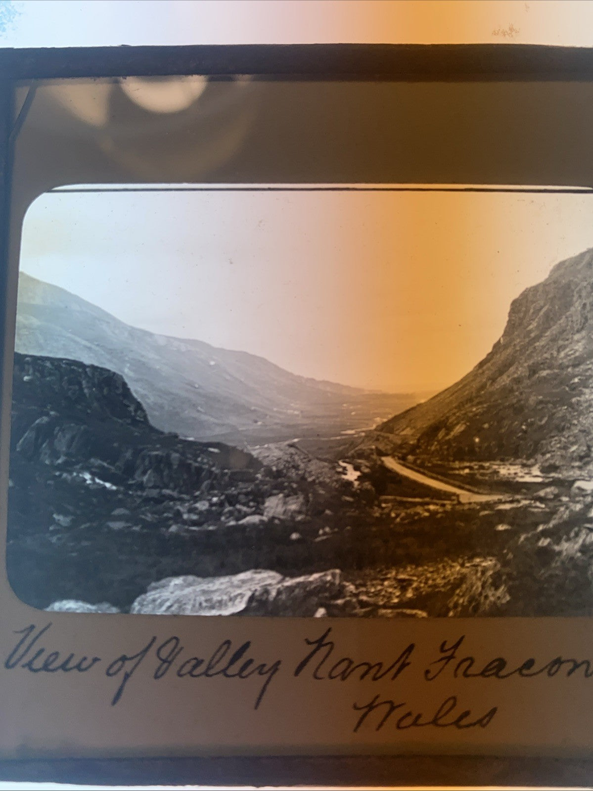 Magic Lantern Victorian Glass Square Photo Nant Ffrancon Valley Wales (1068)