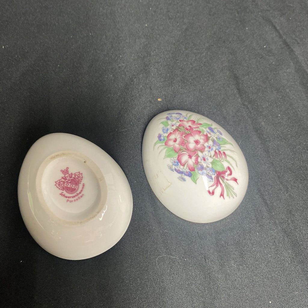 Trinket Box EGG -  Schwarzenhammer Porcelain Porzellan Floral Design - (9324)
