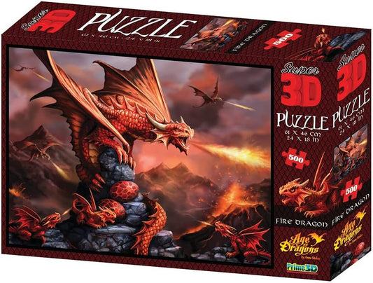 Jigsaw Puzzle 500 Pcs Prime 3D Anne Stokes - Fire Dragon