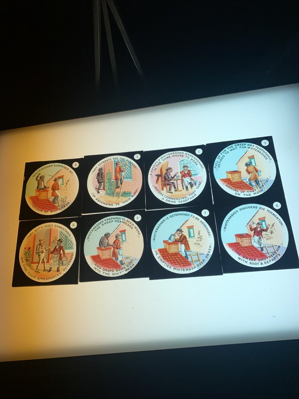 Magic Lantern Victorian Glass Square Handpainted Story x 8 Slides (1061)