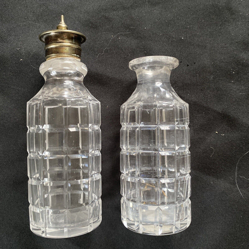 Antique EPNS Glass condiment pair Salt Sugar oil etc - 9330