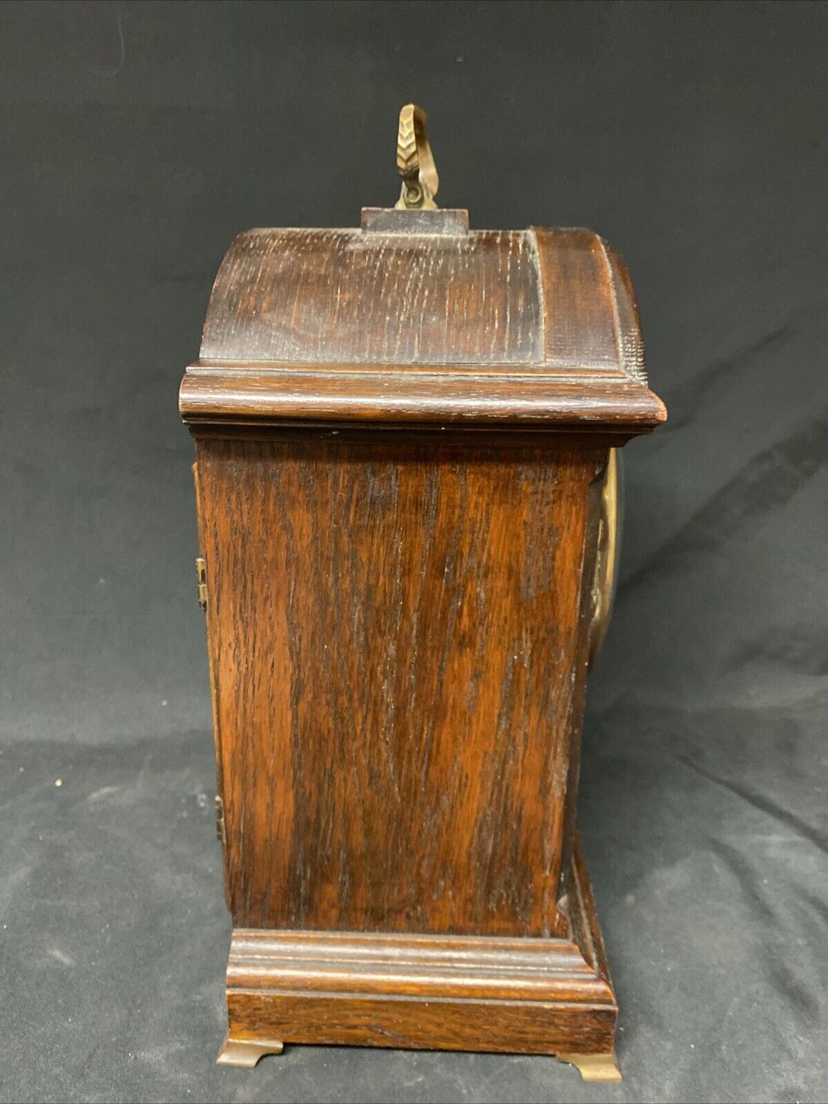 Oak Cased Large Mantle Clock 1900's 34cm Tall 13cm Diameter Face - (5735)