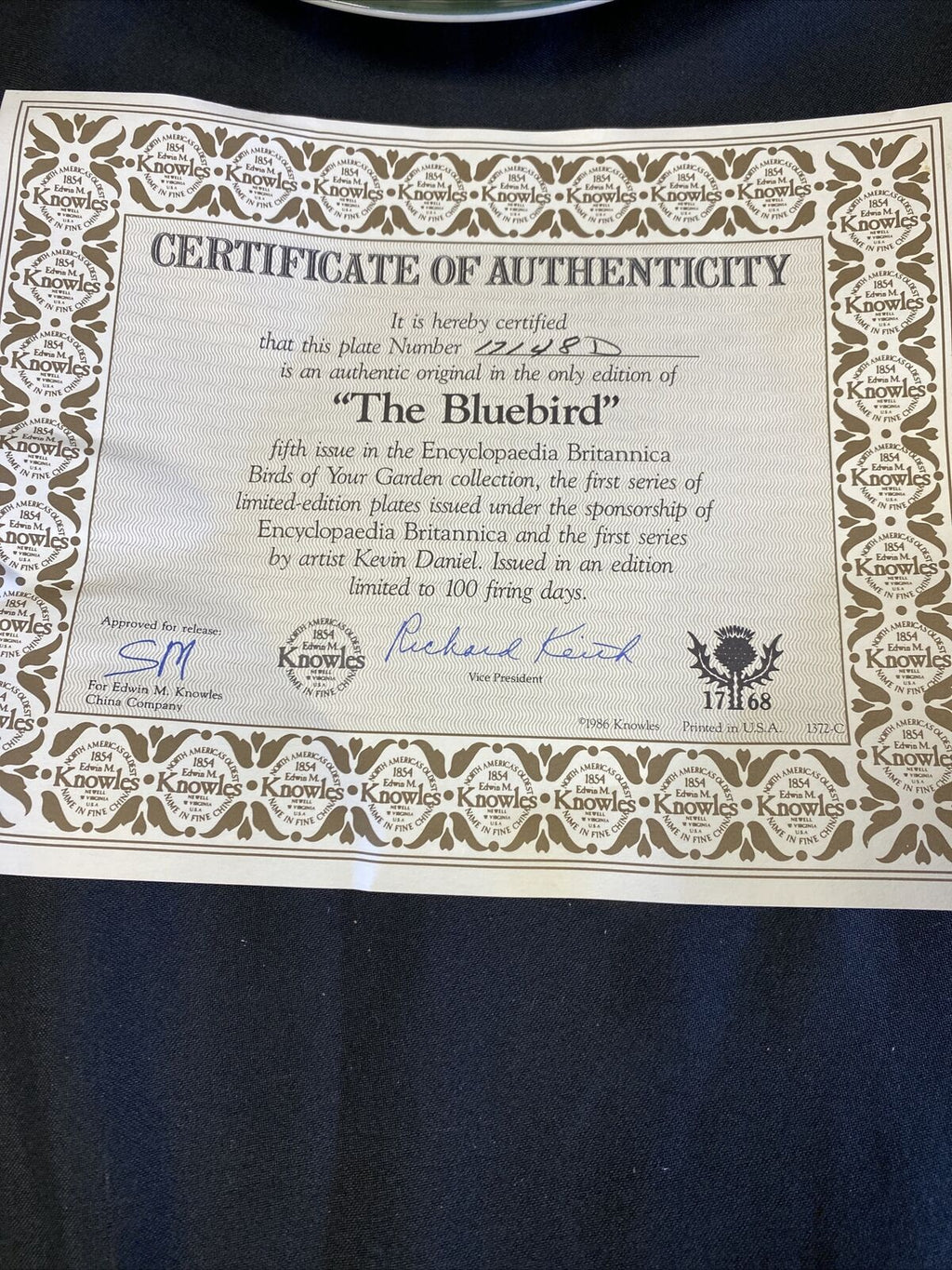 Knowles 1985 Birds in Your Garden Plates x 2 The Chickadee & The Bluebird (7835