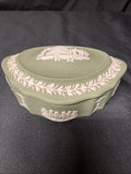 Vintage Wedgwood Jasperware Sage Trinket Box Grecian Chariot  - (1599)