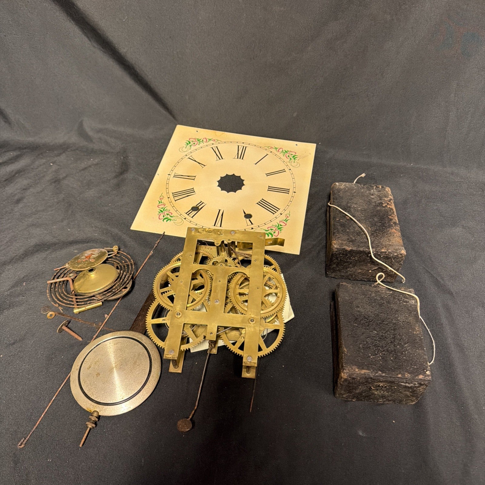 Jerome & Co "New Haven" 8 Day Clock 1850's Face, movement & weights - (1950)