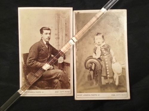 Victorian CDV Cabinet Photo -1870’s West London X 2 Father & Child (2315)