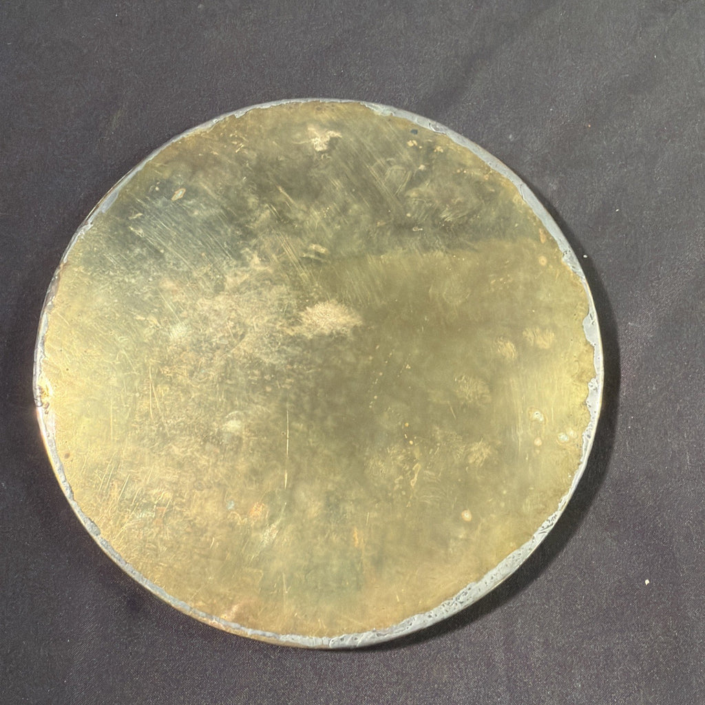 Chinese 1920's Heavy Brass Plate - 4 men fighting one with cut wrist & bleeding. - (2065)