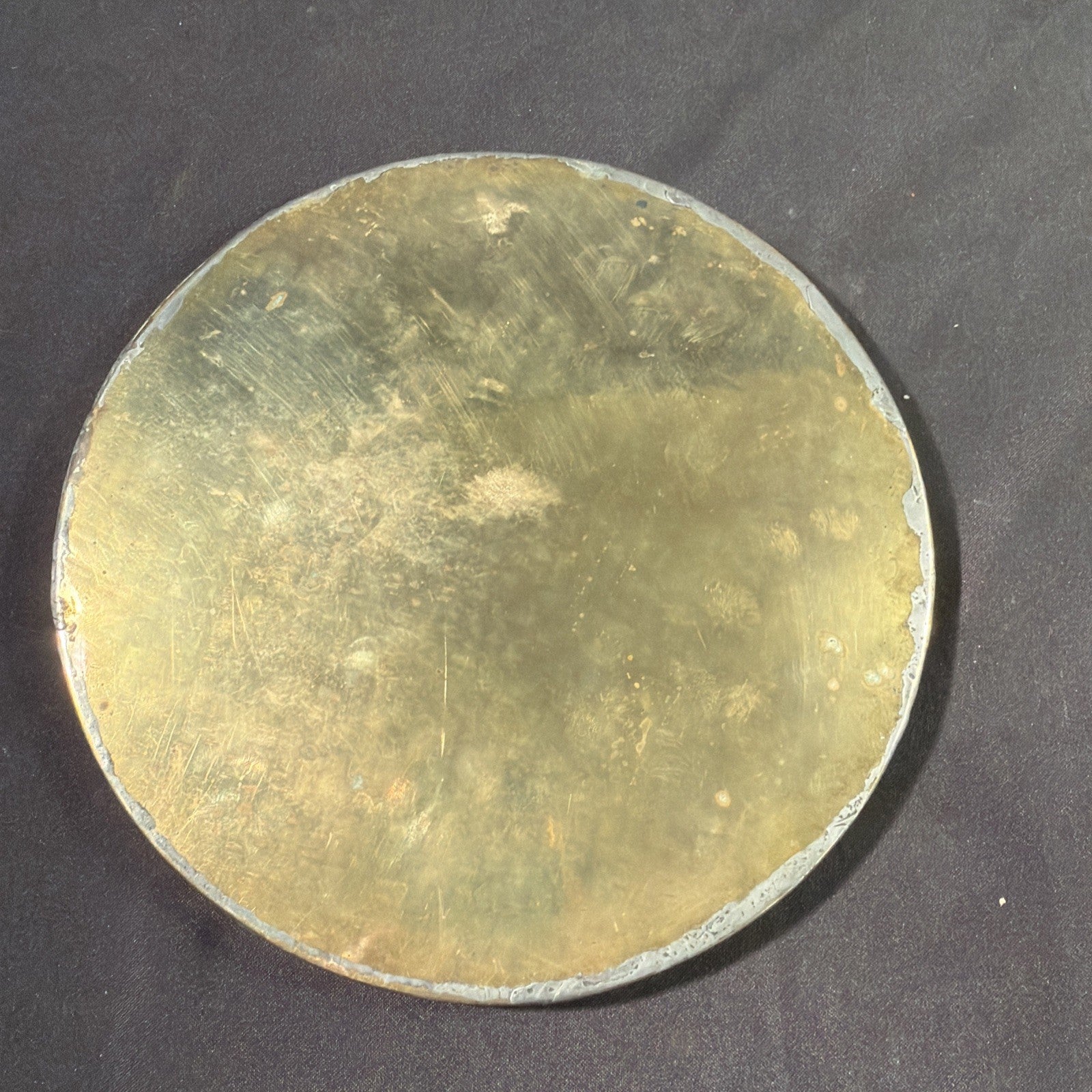 Chinese 1920's Heavy Brass Plate - 4 men fighting one with cut wrist & bleeding. - (2065)