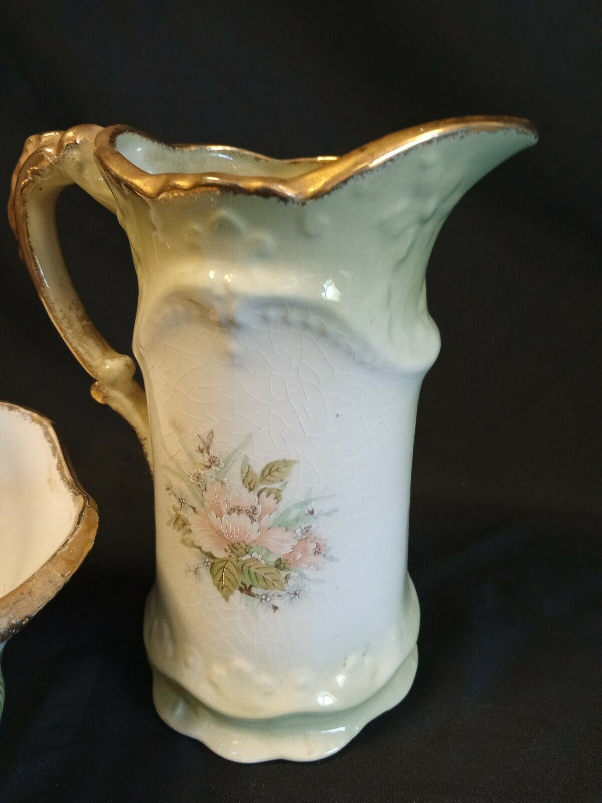 Vintage Shorter & Son Hand Painted Staffordshire Ironstone Basket and Jug (7886)