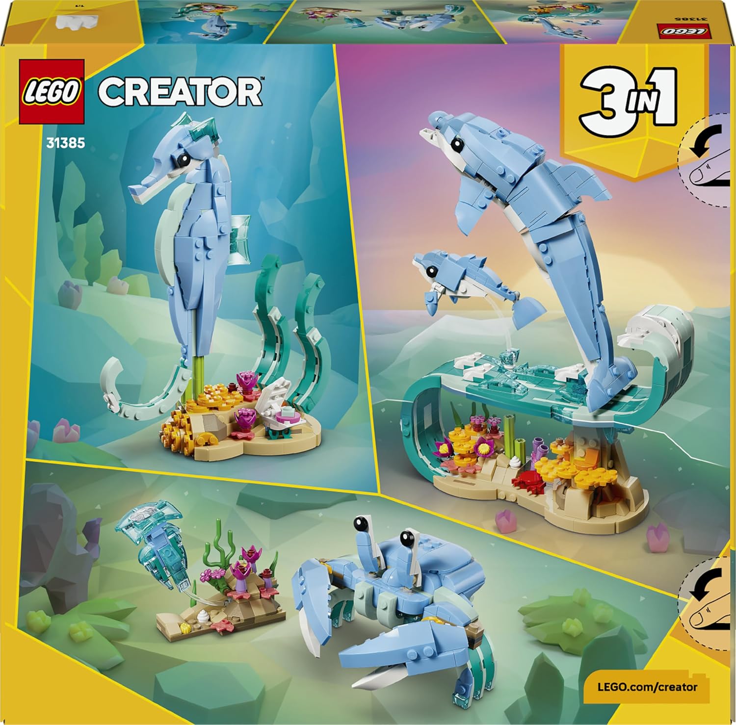 LEGO Creator 3 in 1 - Sea Animals: Beautiful Dolphins / Seahorse / Crab - 31385