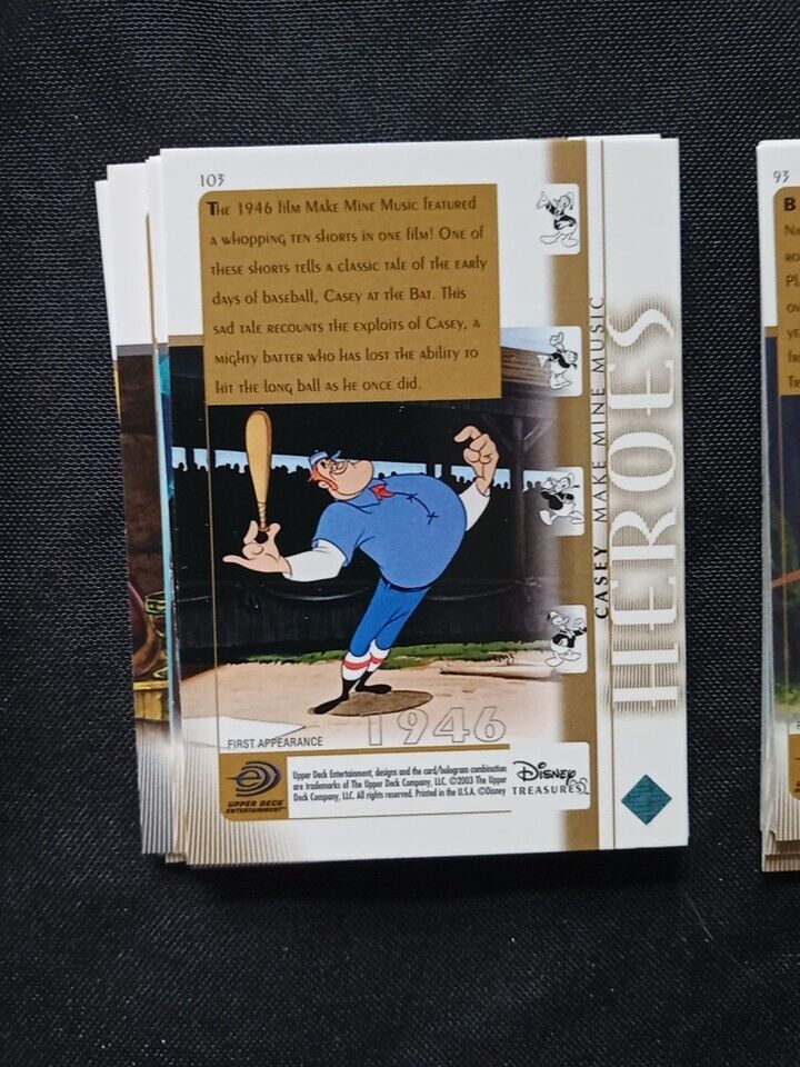 Upper Deck 2003 Disney Treasures Series FULL SET x 90 Trading Cards -(5736)