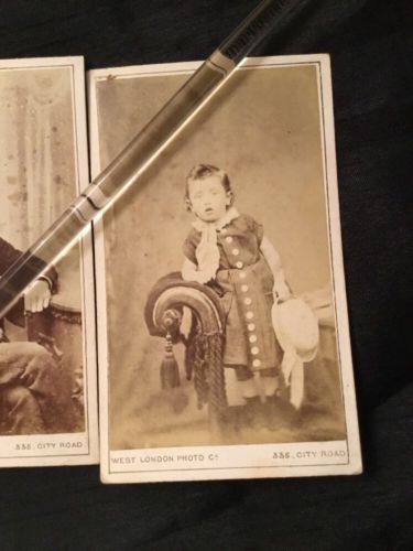 Victorian CDV Cabinet Photo -1870’s West London X 2 Father & Child (2315)