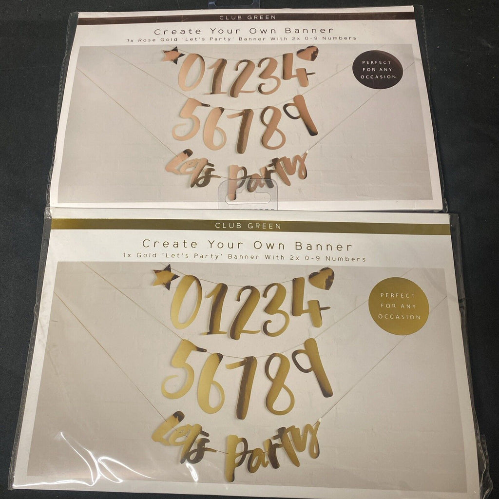 Create Your Own Banner x 2 packs GOLD / ROSE GOLD Party Birthday (5335)