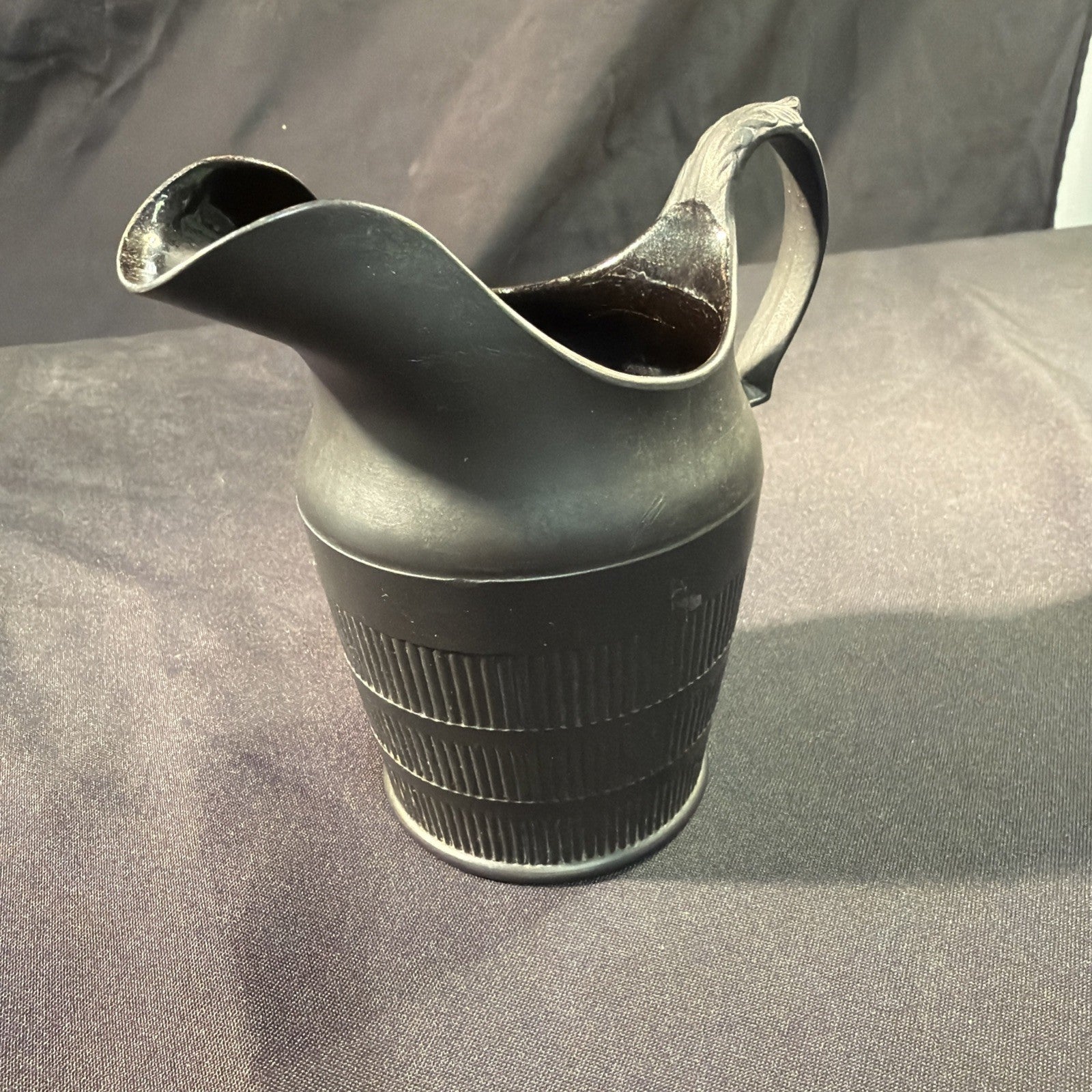 Vintage Black Basalt Jug / Creamer 12cm tall Wedgwood? - (1979)