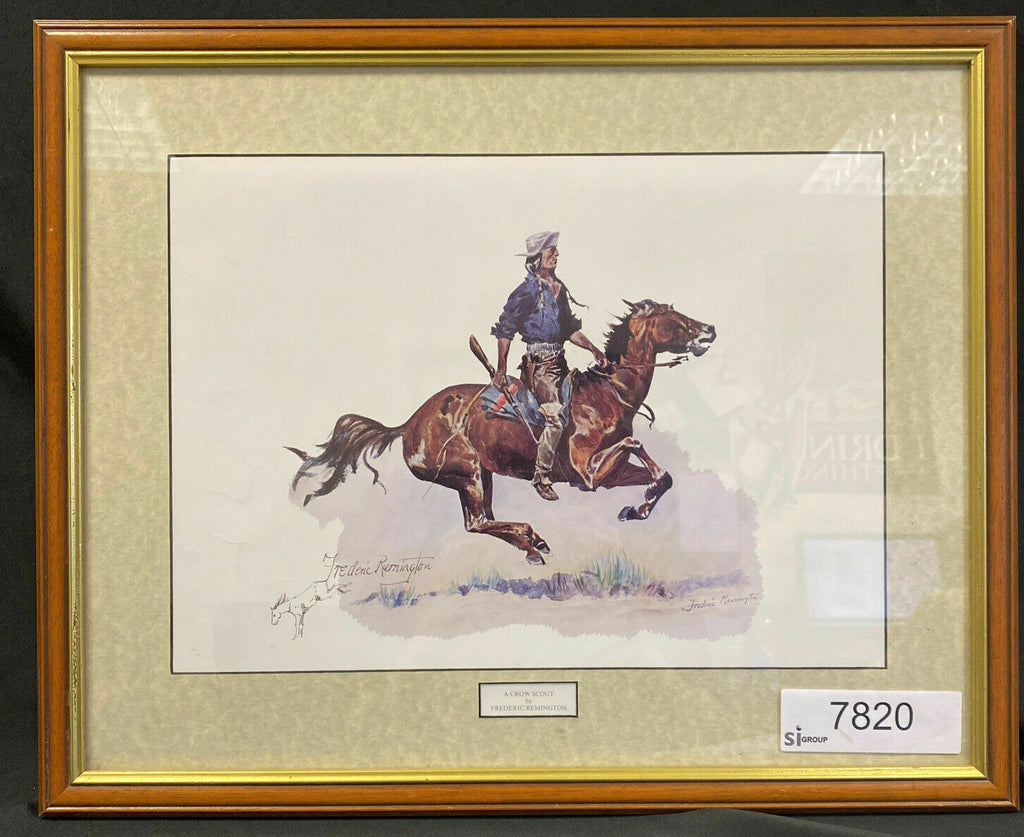 Frederic Remington A Crow Scout Watercolour print signed by Eugene Field  (7820