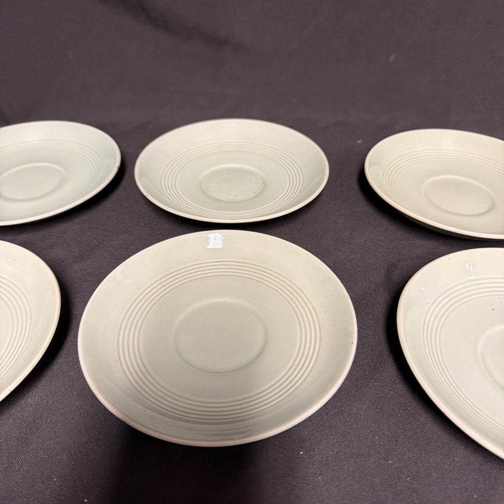 Wood's Ware Beryl Utility Green 1940's Ceramic Tea Saucer x 6 - (1920) 