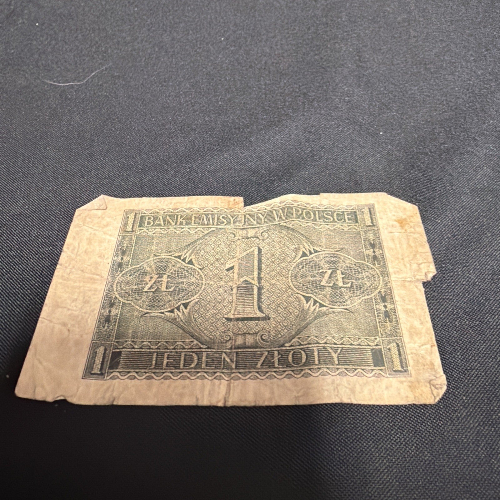 Bank Note Antique Poland 1 Zeoty Jeden Circulated 1941 - (2318)