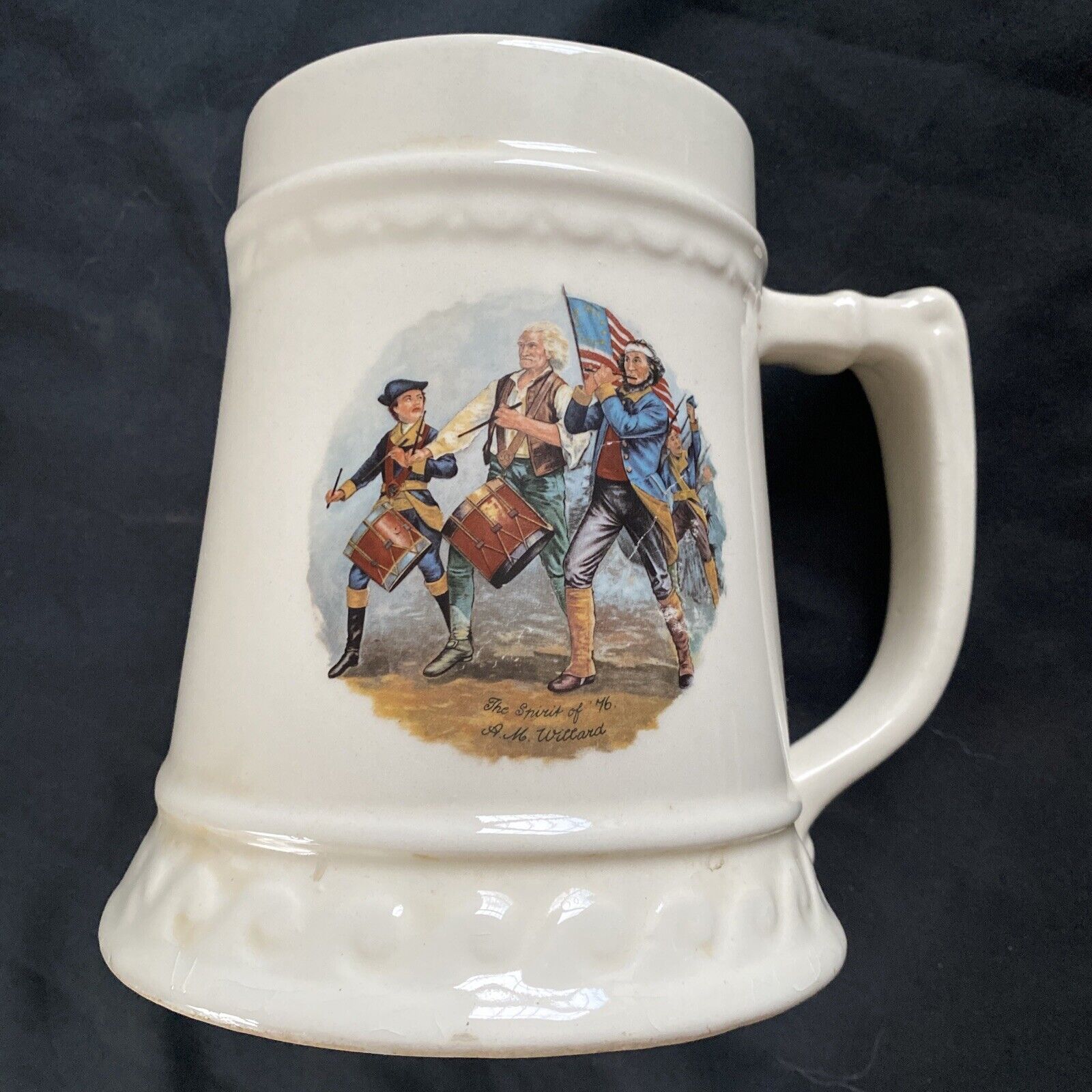 Ceramic Tankard Stein Made in U.S.A Civil war Large 1960's - 9368