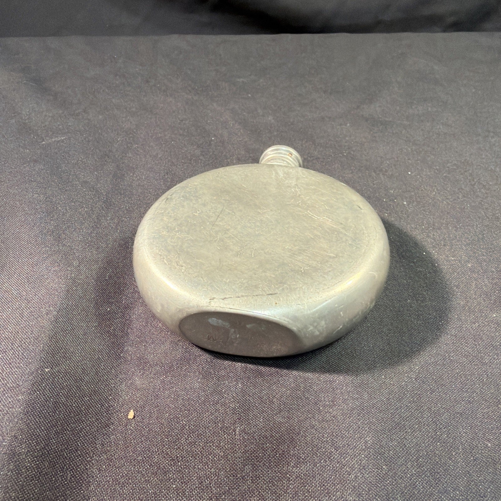 Vintage Hip Flasks 1 x Pewter round and 1 x Steel Kidney Shape - (2029)