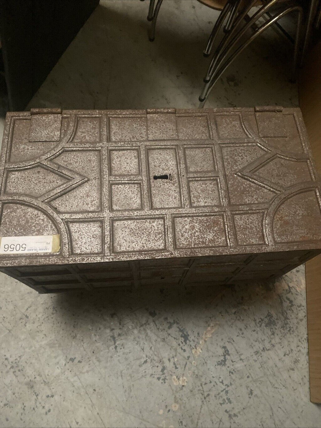 Antique Victorian Safe Metal Strongbox Ornate Rare Piece - (5056)